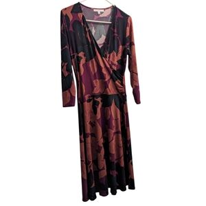 CAbi Floral Long Sleeve Midi Dress M